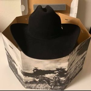 JUSTIN COWBOY HAT MENS 6 3/4 6X BLACK WOOL FELT